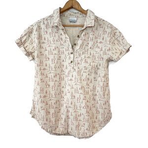 Columbia Popover Shirt Women's Medium Hemp Cotton Trees Forest Outdoors
